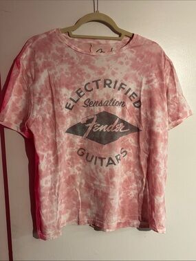 Fender Pink and White Tie-Dye Logo Tee